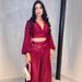 Women's Clothing Summer 2026 Style Two Piece Set Crop Top With Ruffles Wide Leg Pants Casual American Style Polyester_ecoleips.com