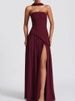 New Tube Top Solid Slit Dress Fashion Sexy Backless Halter Neck Ribbon Dress Summer Elegant Holiday Party For Women Dresses Robe_ecoleips.com
