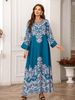 Elegant plus Size Long Robe Dress ZD019 European American Style Printed Dress with Rhinestone Embellishments for Women_ecoleips.com