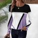 2025 European And American Fashion New Pullover Round-neck Color-block Geometric Print Top Women's_ecoleips.com