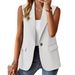 New Sleeveless Blazer Women's Casual Office Jacket - Lightweight Loose Fit, Notched Lapel, Multiple Colors_ecoleips.com