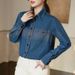 Real Shot Of Spring: Classic Design Replica, Skin-friendly Casual Denim Shirt Jacket For Women, Simple Style_ecoleips.com