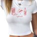 Cross-border Popular Women's Clothing: European And American Y2K Short-sleeve Western Cowboy Print Sexy Crop Top_ecoleips.com