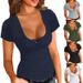 Women's Premium Polyester V-Neck Tee – Breathable & Soft Everyday Basic With Slim Fit & Contrast Stitching – Versatile For Office, Weekend & Travel_ecoleips.com
