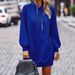Oversized Hooded Sweatshirt With Kangaroo Pocket - Streetwear Essential Longline Polyester Blend Pullover For Women (Blue, S-XXL)_ecoleips.com