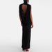 Fashionable High Neck Backless Draped Long Dress Womens Spring Solid Slim Bodycon Dress Summer Sleeveless Party Maxi Dress Mujer_ecoleips.com
