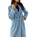 Simple, Solid-Color Long-Sleeved Woolen Coat With Double-Breasted Collar And Buttons For Autumn/Winter Wear_ecoleips.com