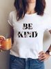 Eurean And American Cross-border Foreign Trade Women's Clothing, Simple Letter Print Round-neck Short-sleeve T-shirt_ecoleips.com