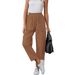 Summer High-Waisted Women's Casual Pants Button Detail Elastic Waist Loose Fit American Style_ecoleips.com