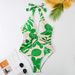 Women's Clothing European And American Style One Piece Swimsuit For Women Slimming Retro Style Green Printed Swimsuit Set With Chiffon Long Skirt_ecoleips.com