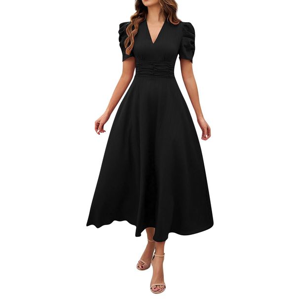 2025 Cross-Border Spring Summer Women's Fashionable Elegant High-Waisted Solid Color Waist-Cinching Short-Sleeve_ecoleips.com
