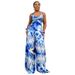Women's Clothing Spring New Sexy Halter Neck Trousers Women's Fashion Tie Dye Print Suit_ecoleips.com