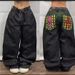 Women's Clothing High Street Personality Pattern Loose Straight Wide Leg Jeans_ecoleips.com