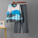 Women's Clothing Round Neck Jacquard Contrast Color Sweater For Women New Loose Slim Casual Versatile Knitted Sweater Fashionable Temperament Top_ecoleips.com