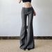 Low Rise Flared Trousers For Women Sexy Basic Casual Suit Pants Gray Fashion_ecoleips.com