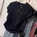 High Quality Women's Slim Fit Short Sleeved T-Shirt In Black With Bow New Summer Style Flattering Top_ecoleips.com