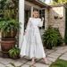 Women's Clothing Long Skirt Muslim Women's Lace Hollow Stitching Wood Ear Edge Stand Collar Dress_ecoleips.com