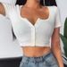 Women's Clothing White Straight Shoulder T Shirt Women's Short Sleeved Summer New Ins Slim Fit Navel Baring Short Hot Girl Square Collar Cardigan Top_ecoleips.com