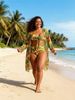 Women's Clothing Women's Style Long Sleeve Printed Two Piece Swimsuit Sun Protection Beach Vacation Bikini Set_ecoleips.com