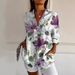 Women's Clothing Women's Casual Shirt Spring Collection Mid Sleeve Collared Creative Retro Floral Print Top For Women_ecoleips.com