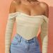 2024 New Style Off-Shoulder Fishbone Top With High-End Feel, Sheer Mesh, Sexy And Revealing_ecoleips.com