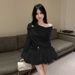 Purely Desirable White Heavy-duty High-end One-shoulder Ruched Semi-transparent Ultra-fairy Chiffon Shirt + High-waisted_ecoleips.com
