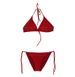 Verve Minimalist Sexy Solid Color Bikini Tie Strap Two-Piece Swimsuit For Women_ecoleips.com