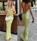 Aria Basics Aria Basics Backless Sequin 2025 European And American Cross-Border Sexy Women's New Strap Slim Dress Long Style_ecoleips.com