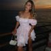 Women's 2025 Summer Off-Shoulder Dress - Elegant Floral Ruffled Short Dress With Horn Sleeve _ecoleips.com