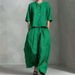 Women's Casual Linen-Blend Shirt And Wide-Leg Pants Set - Breathable Comfort Two-Piece Outfit_ecoleips.com