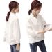 Women's Plus-Size White Shirt With V-Neck Design, Korean-Style Loose-Fitting Casual Tee For Spring/Summer Fashion_ecoleips.com