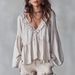 Voya Women's Casual Sweet Mushroom Edge Bubble Sleeve Pleated Shirt Temperament Top With Multiple Colors To Choose From_ecoleips.com