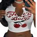 Women's Clothing Fashion Sexy Letter Print U Neck Vest Top_ecoleips.com