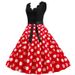 Women Dot Print Dress Summer Sexy V-neck Sleeveless Elegant Vintgae Party Dress Vestidos S~3XL Robe Femme_ecoleips.com