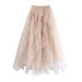 Aria Basics Aria Basics Women's Midi Fashionable Long Skirt, Solid Color, Ruffled, Fairy-like, Multi-layered, Irregular, Mid-waist, Light_ecoleips.com
