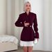 European-Style Tailored Blazer For Women – Slim Fit Single-Breasted Button Jacket (Burgundy/Black) | Office-to-Outing Versatility_ecoleips.com