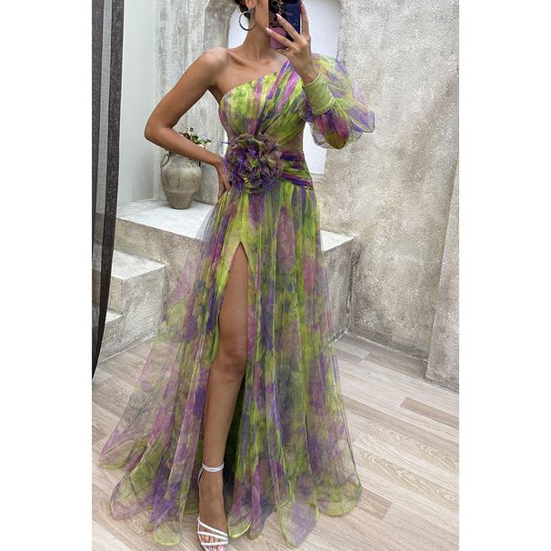 Women's Off-Shoulder Mesh Dress Casual Fashion American Style Thin Summer Elegant Party Dress For Adults_ecoleips.com