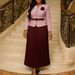 Elegant Women's Winter Suit Set Blazer Long Skirt with Belt And Brooch S-XXXL Navy Wine Purple_ecoleips.com