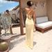 Women's Sexy Off-Shoulder Backless Dress Solid Color Tie Waist New Summer 2025 Cross Border Foreign Trade_ecoleips.com