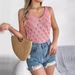Real Shot Of The New Summer Solid Color V-neck Hollow Leaf Sleeveless Knit Vest For Vacation. Cross-border_ecoleips.com