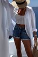 Women's Linen Blend Long Sleeve Shirt Casual Button down Top with Lapel Collar for Spring Summer_ecoleips.com