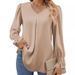 Aria Basics Aria Basics Cross-Border European And American Women's Clothing Autumn Winter New Solid Color Chiffon Blouse V-Neck Pullover_ecoleips.com