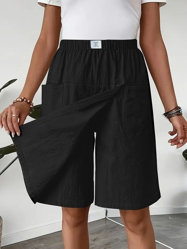 "Women's Casual Shorts With Pockets – Lightweight Polyester Summer Skirt Shorts For Beach & Streetwear"_ecoleips.com