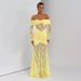 Elegant Lace-Trimmed Off-Shoulder Slit Dress – Long Sleeve Ruffled Maxi Dress For Women Body-Skimming A-Line Silhouette_ecoleips.com