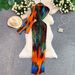 Romantic Style Printed Pleated Dress European American Elegant Ribbon Slim Fit Slit Long Skirt for Women_ecoleips.com