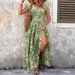 Retro Printed Dress, Fashionable And Elegant, V-neck Short Sleeved Jumpsuit, Long Skirt, Women's Clothing_ecoleips.com