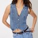 Aria Basics 40#In Stock - 15277# Cross-Border Foreign Trade Fashion European And American INS Style Women's V-Neck Denim Vest_ecoleips.com