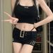 Aria Basics Aria Basics European And American Style Black Low Waist Hip Lift Slimming Hot Girl Ultra Short Pants Women Autumn New Slim Fit Rivet_ecoleips.com