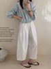 K Wide Leg Pants, Casual Cropped Pants, Thin And Loose Pants, Paper Pants_ecoleips.com
