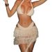 Women's Clothing Women's Sexy Solid Color Lace Skirt Swimsuit Pure Alluring Bikini Two Piece Beach Backless Design_ecoleips.com